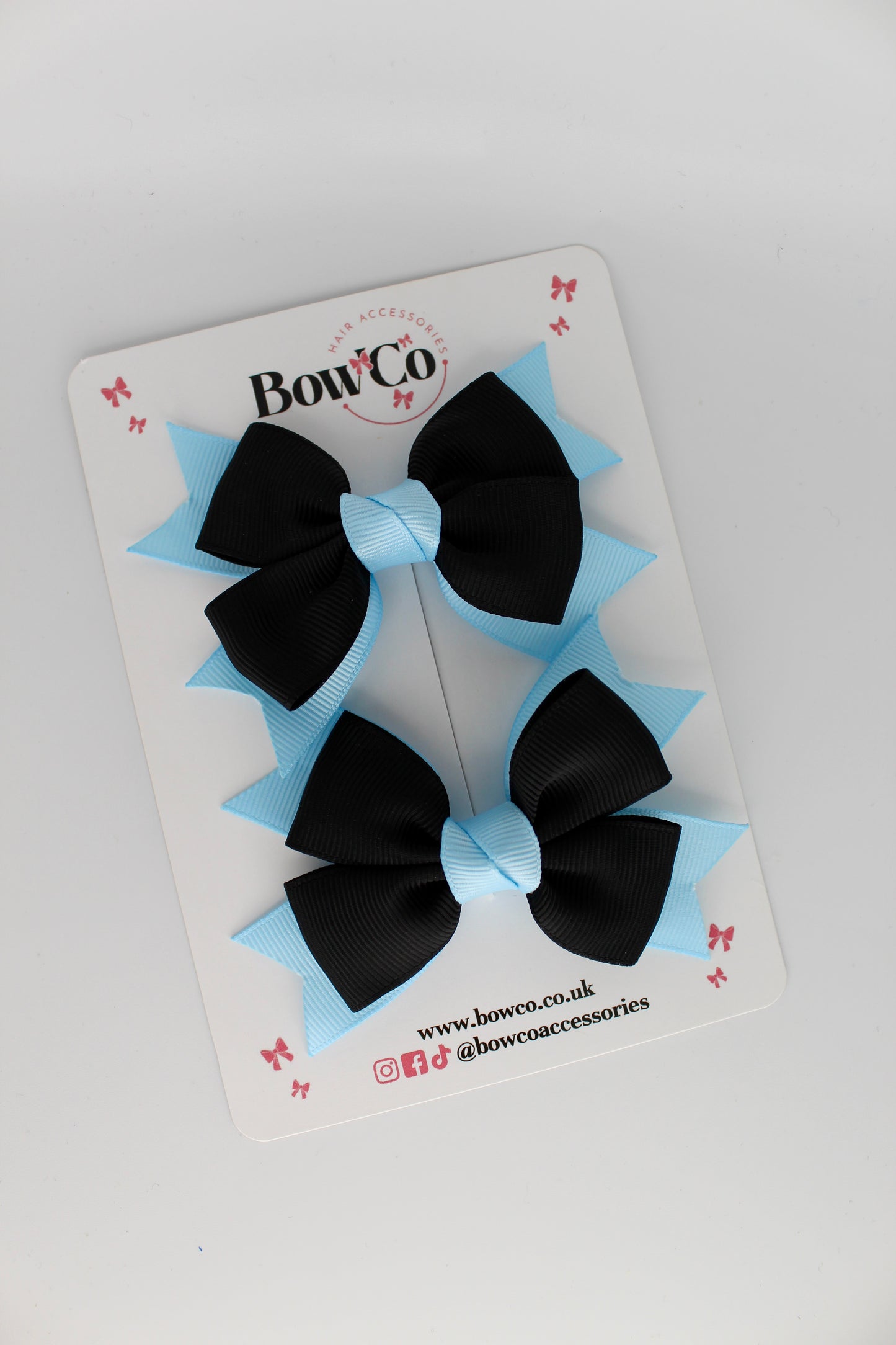 Knot Bow Set - Clip - Black and Blue Topaz