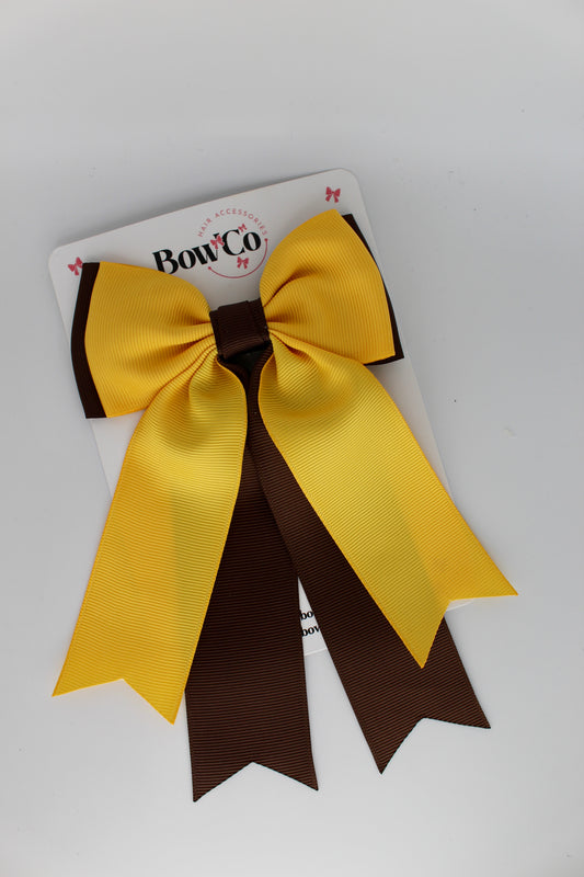 Classic Tail Bow - Clip - Brown and Yellow Gold