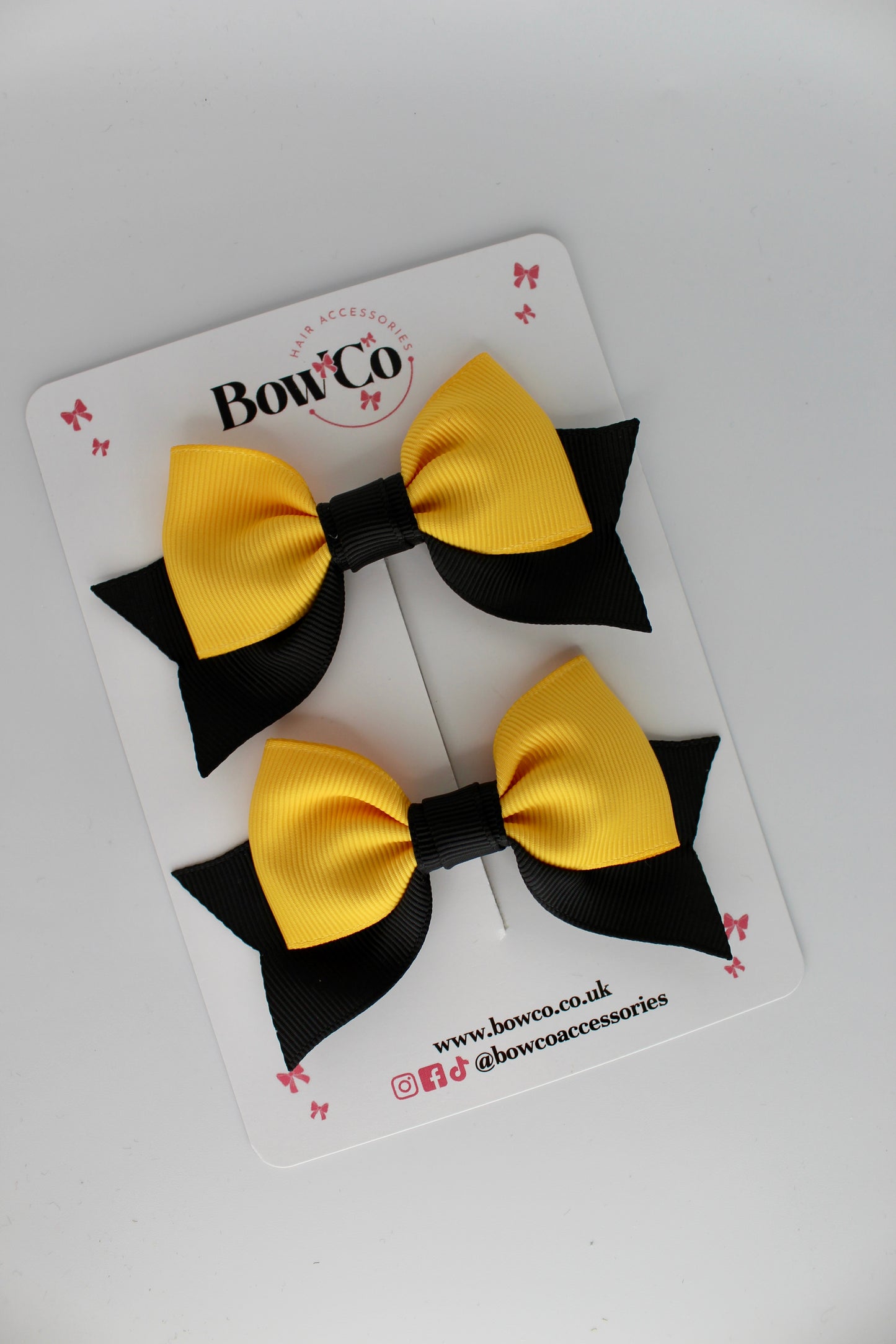Double Knot Bow Tail Set - Clip - Black and Yellow Gold