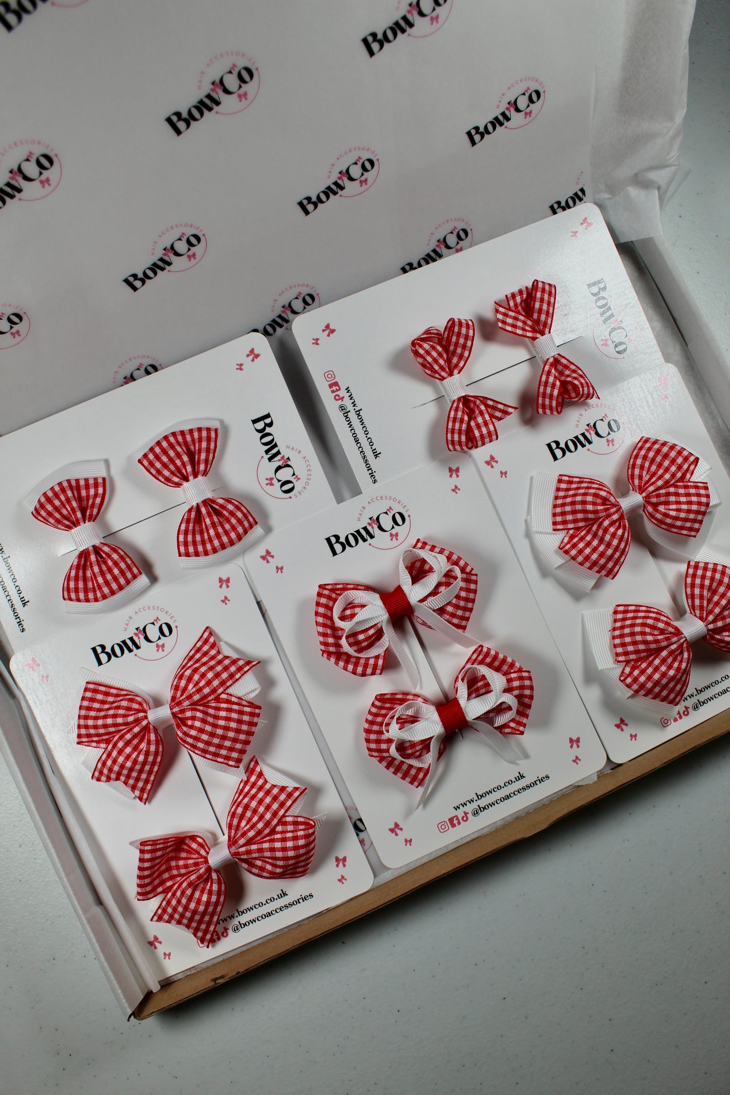 Red Gingham School Bow Bundle – Small/Medium - Clip