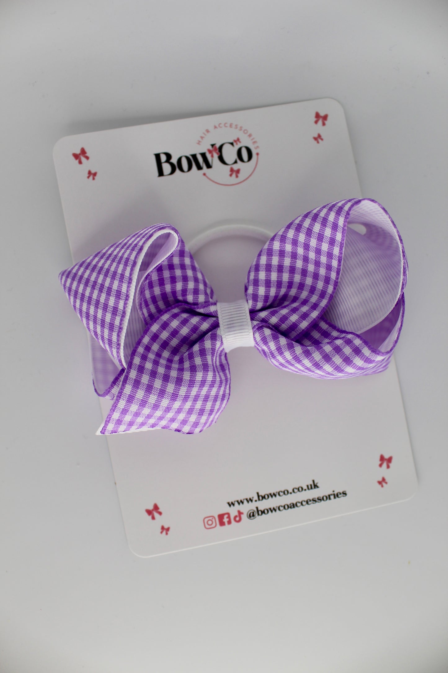 Loop Bow - Lilac Gingham - Elastic