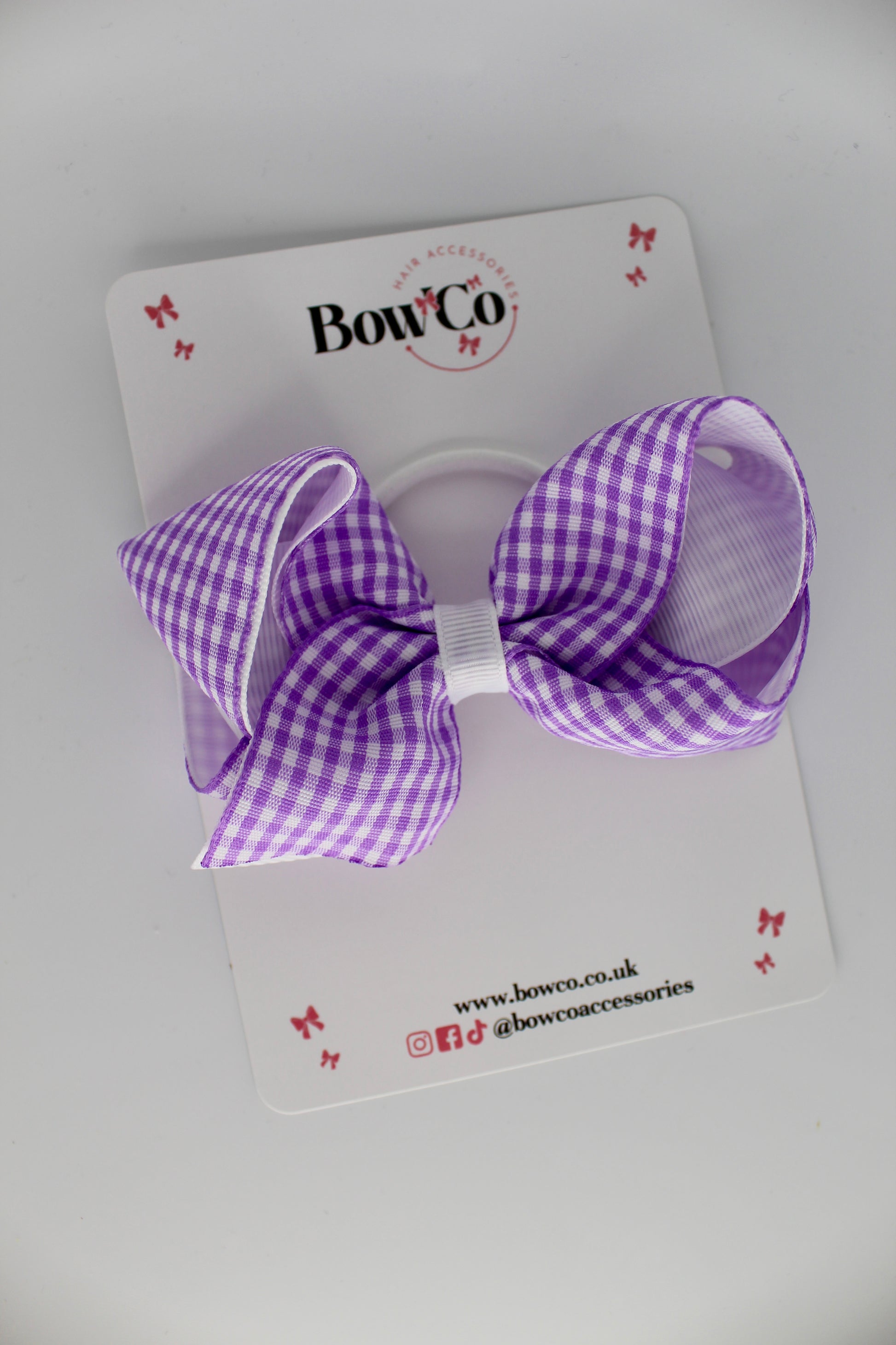 Loop Bow - Lilac Gingham - Elastic