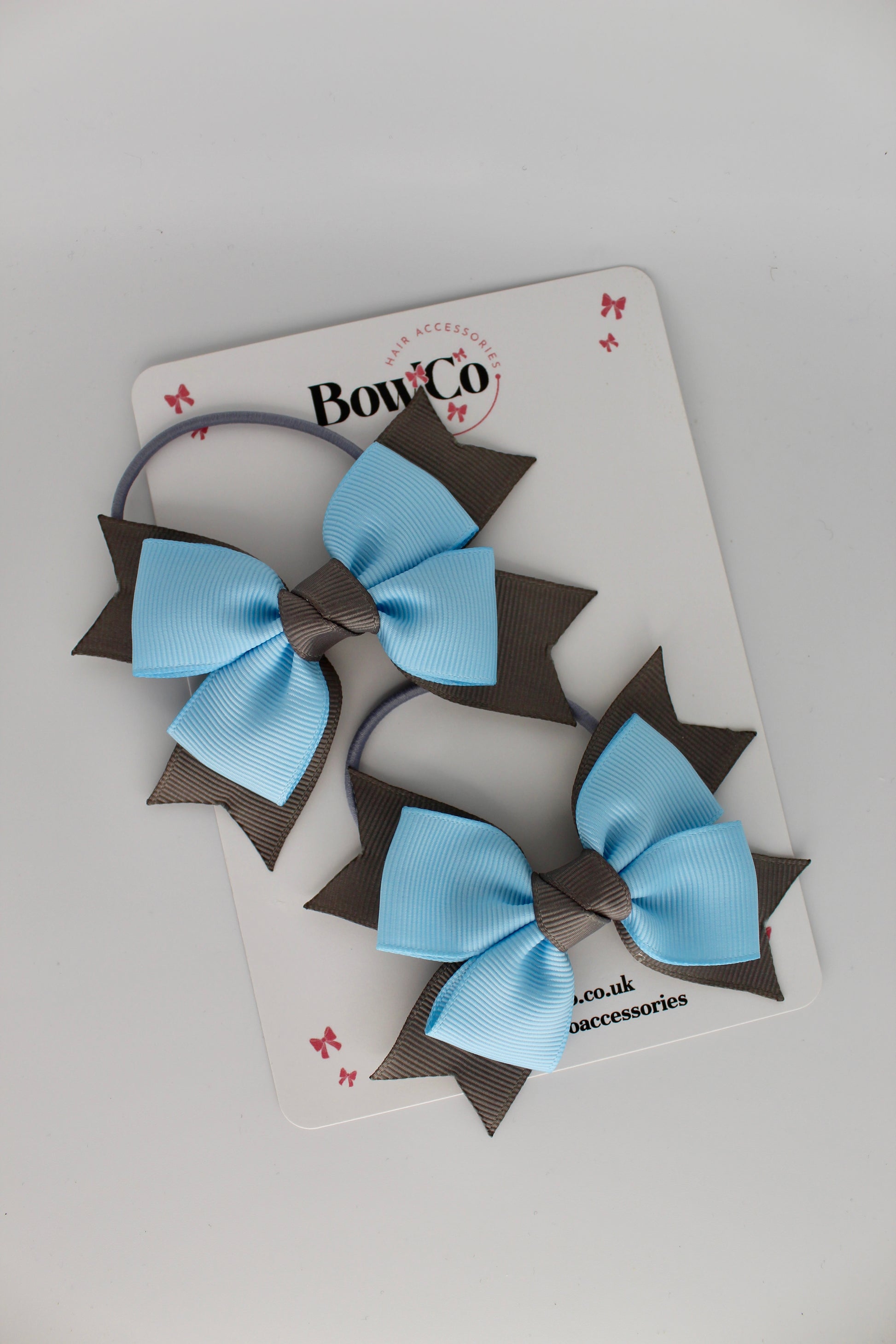Knot Bow Set - Elastic - Blue Topaz and Metal Grey