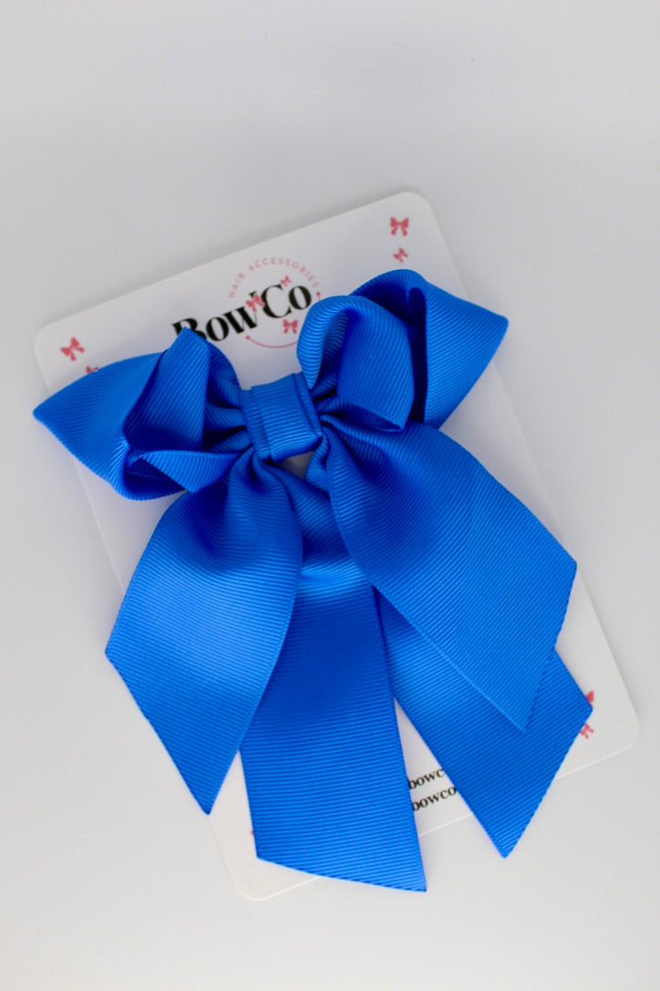 School Bow - Royal Blue - Loop Tail Hair Bow - Clip