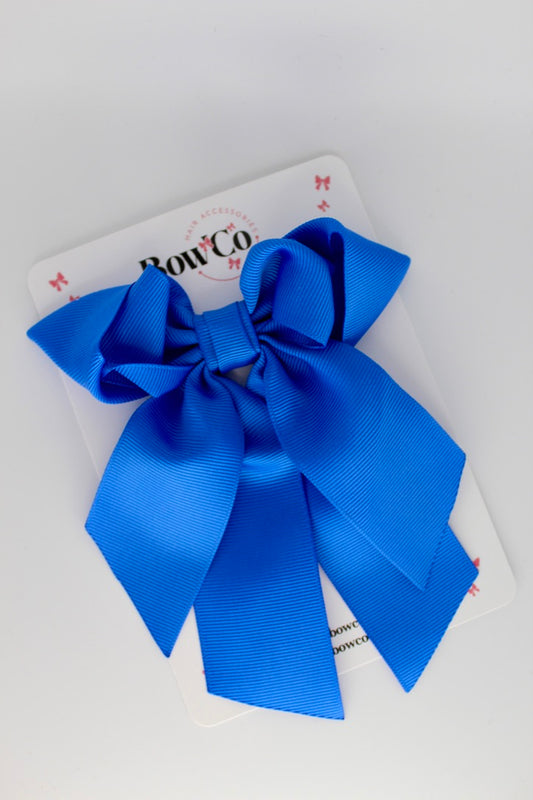School Bow - Royal Blue - Loop Tail Hair Bow - Clip