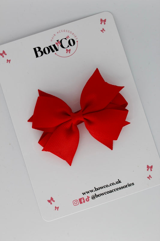 3 Inch Layer Tail Bow - Clip - Red