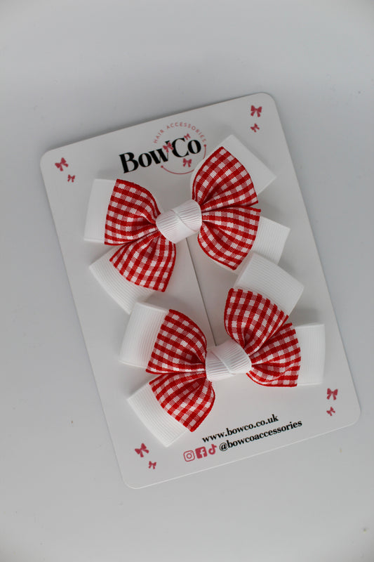 Layer Bow Set - Red Gingham - Clip