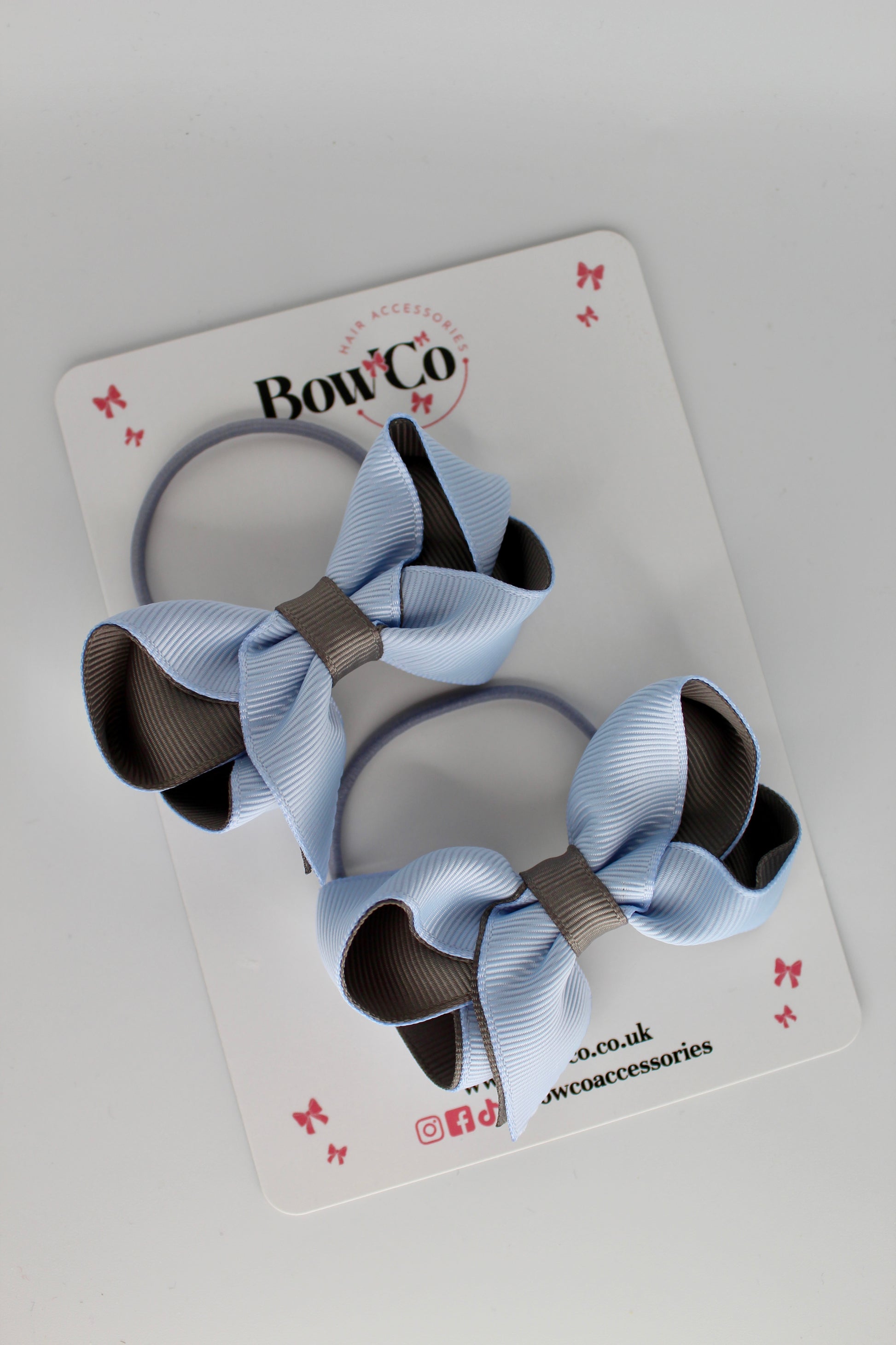 Loop Bow Set - Elastic - Bluebell and Metal Grey