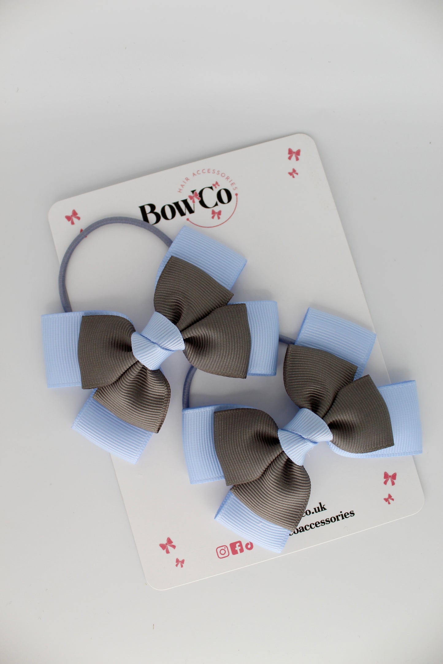 Layer Bow Set - Elastic - Bluebell and Metal Grey