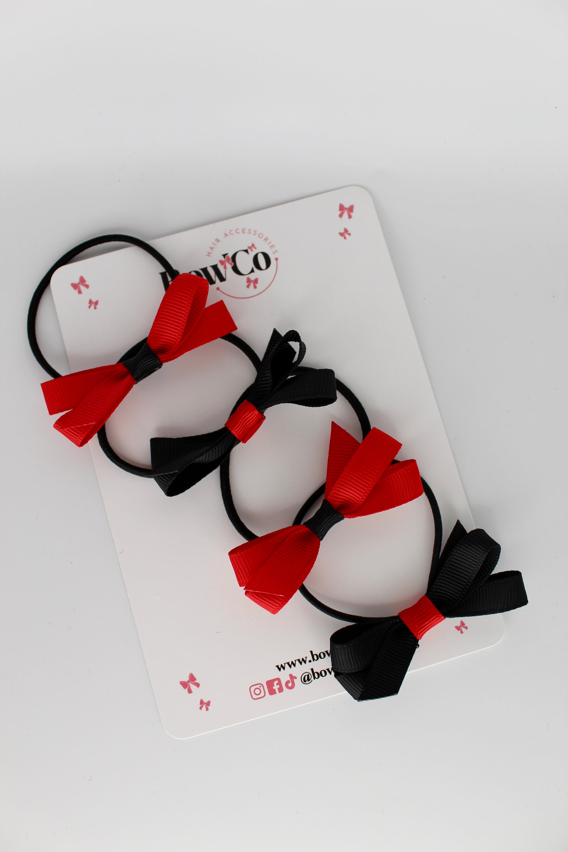 Ballerina Bows - Set of 4 - Elastic - Red and Black