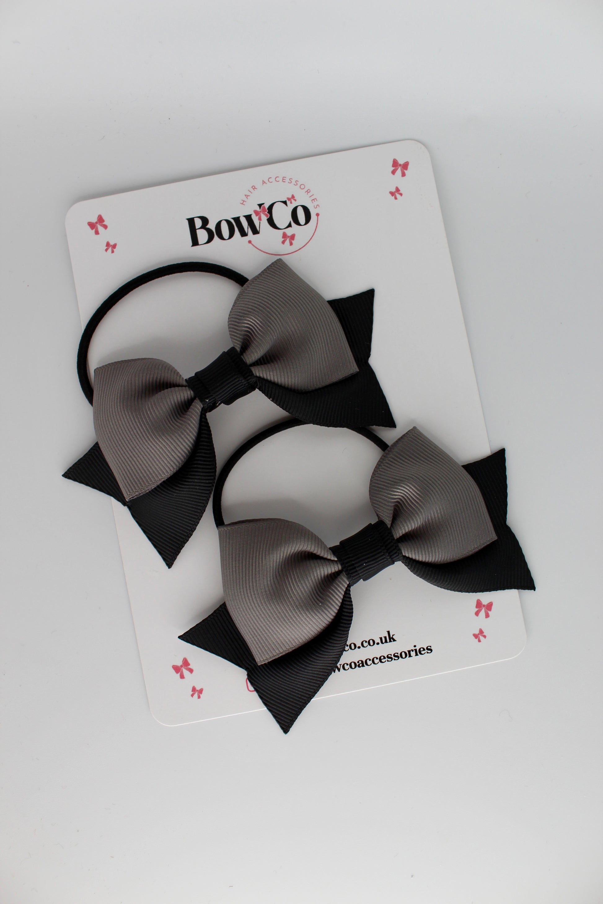 Double Knot Bow Tail Set - Elastic - Black and Metal Grey