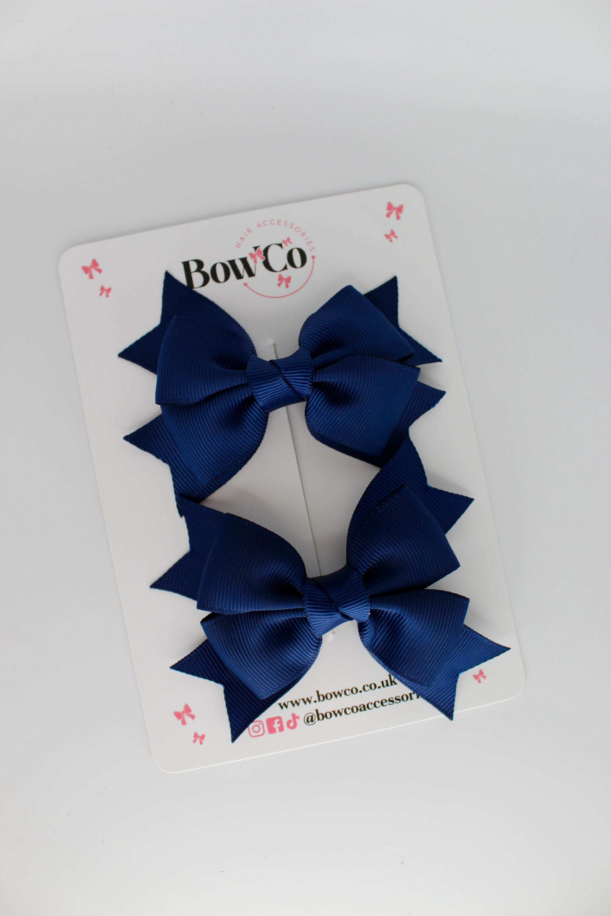 Knot Bow Set - Clip - Navy Blue