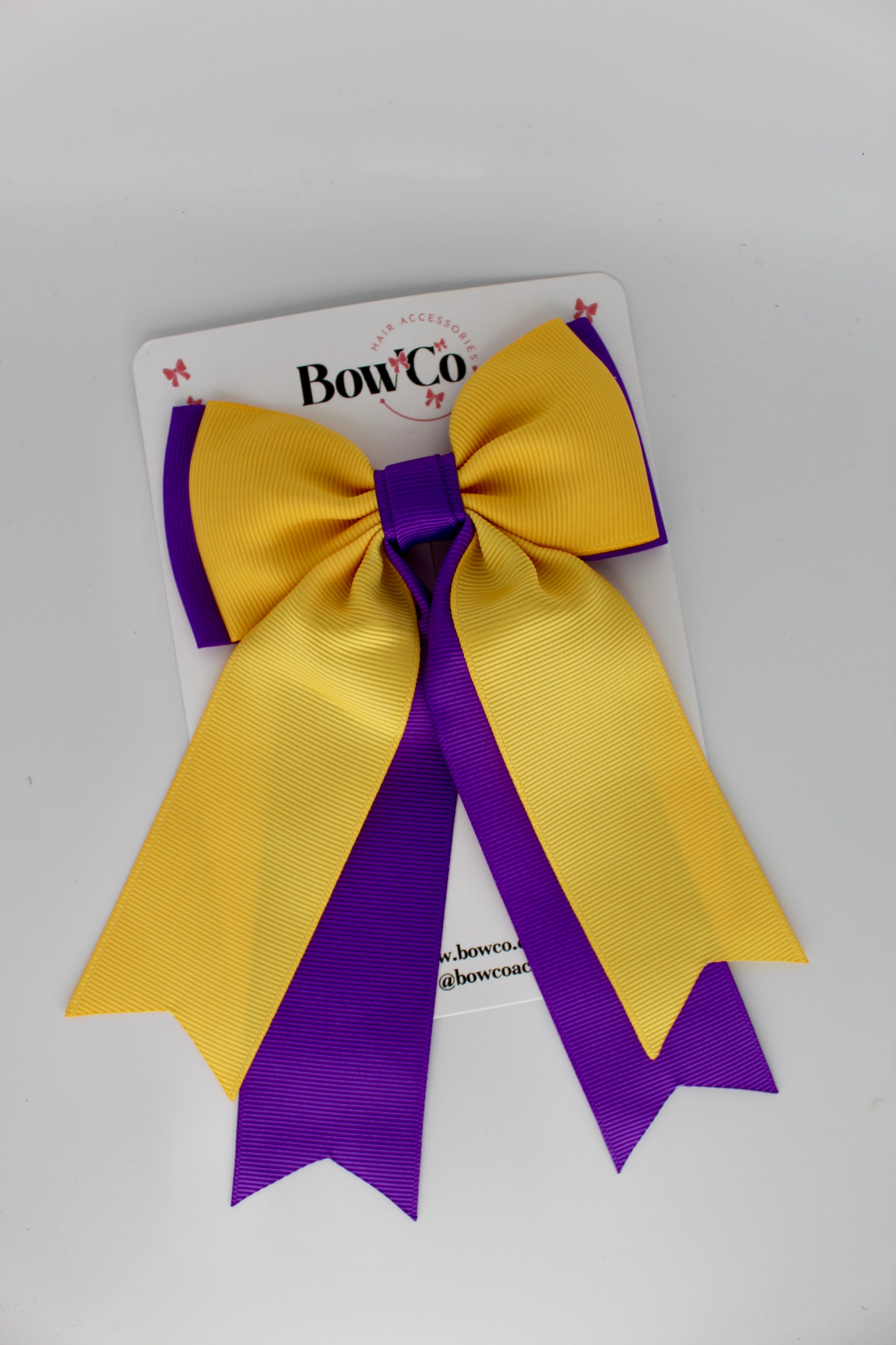 Classic Tail Bow - Clip - Purple and Yellow Gold