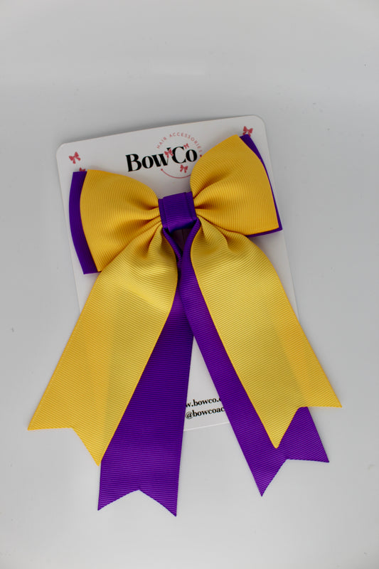 Classic Tail Bow - Clip - Purple and Yellow Gold