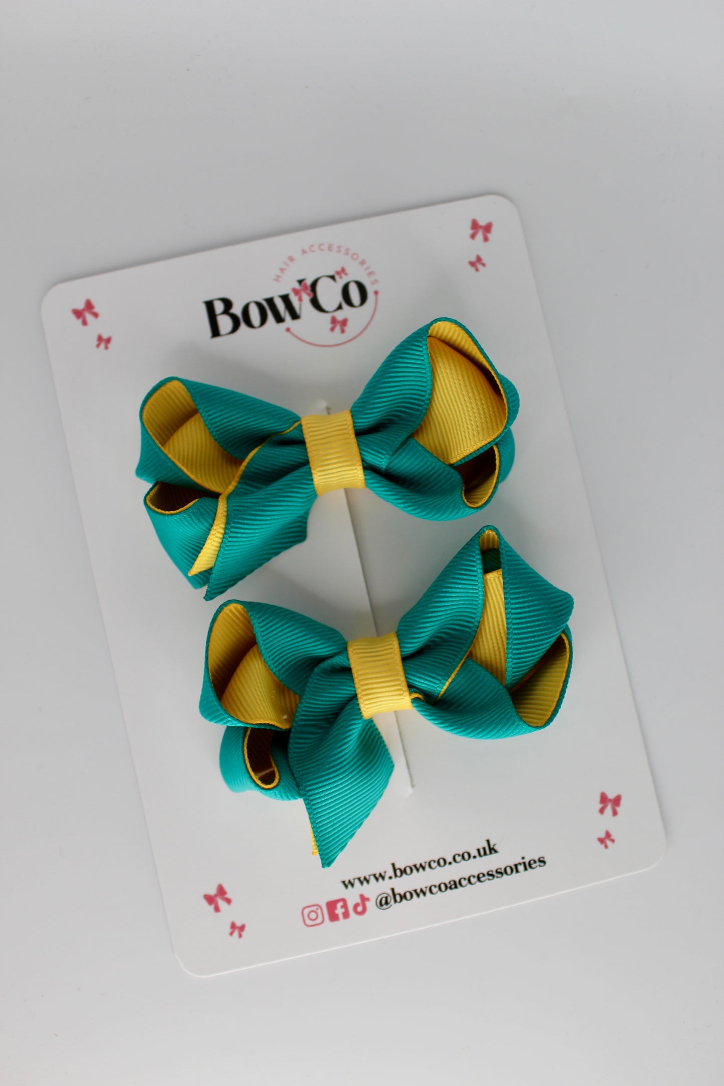 Loop Bow Set - Clip - Jade Green and Yellow Gold