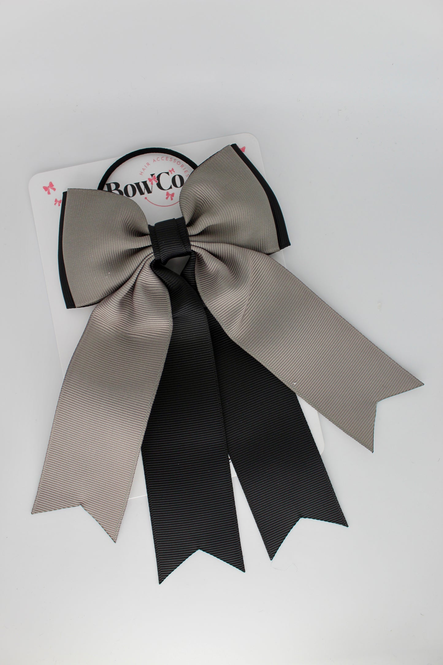 Classic Tail Bow - Elastic - Black and Metal Grey