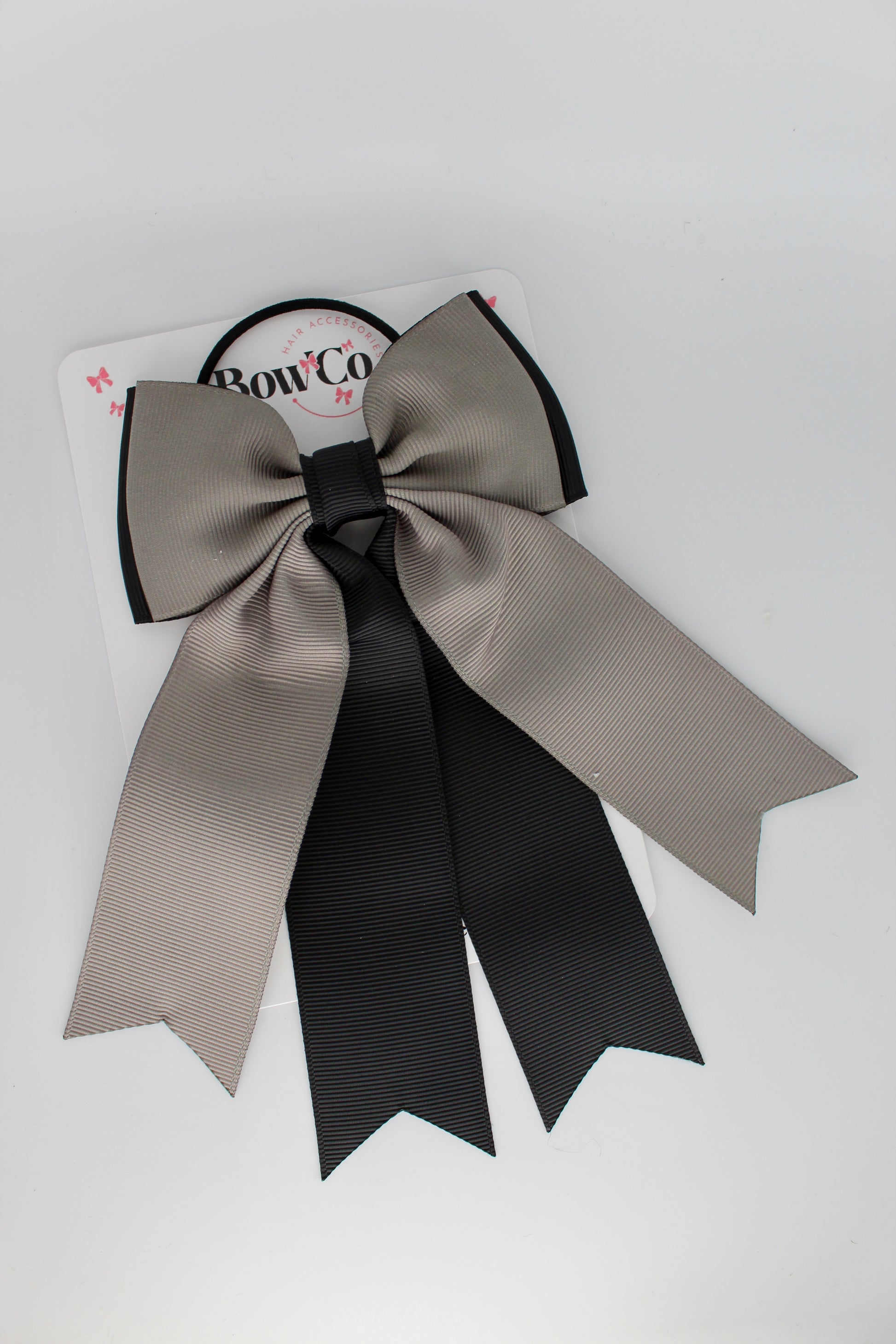 Classic Tail Bow - Elastic - Black and Metal Grey