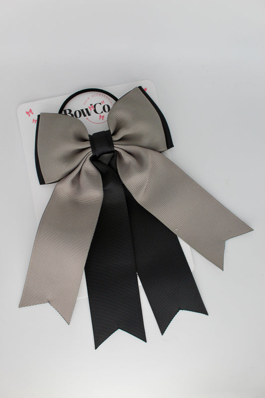 Classic Tail Bow - Elastic - Black and Metal Grey