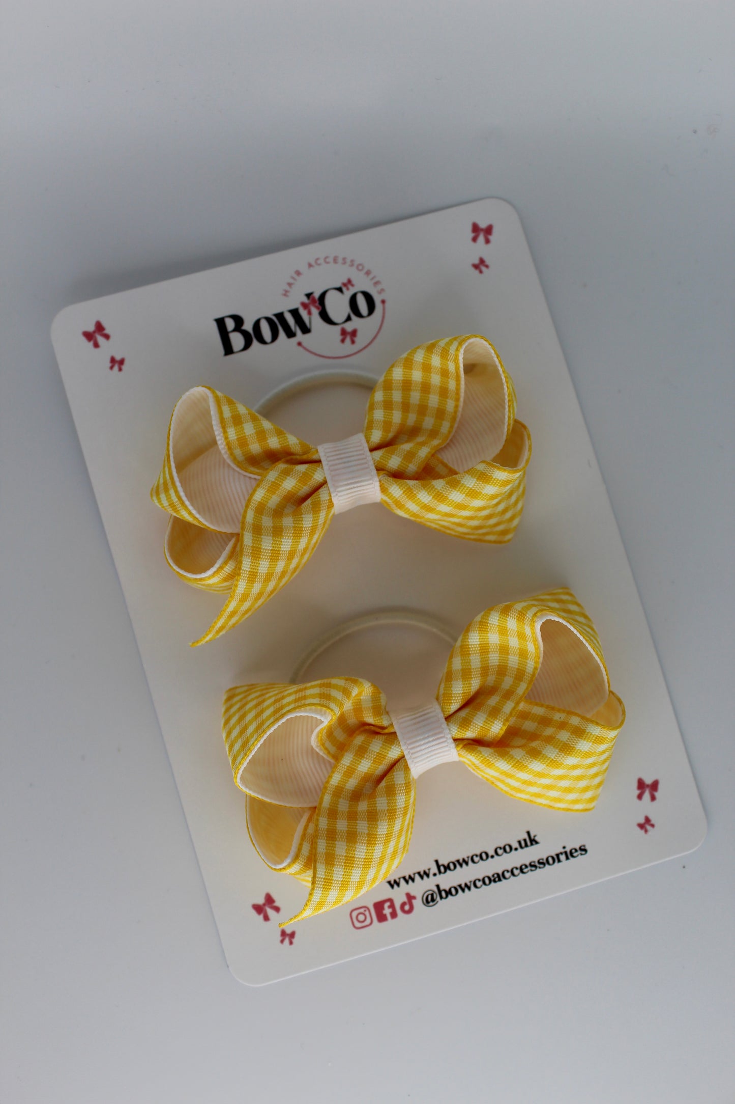 Loop Bow Set - Yellow Gingham - Elastic
