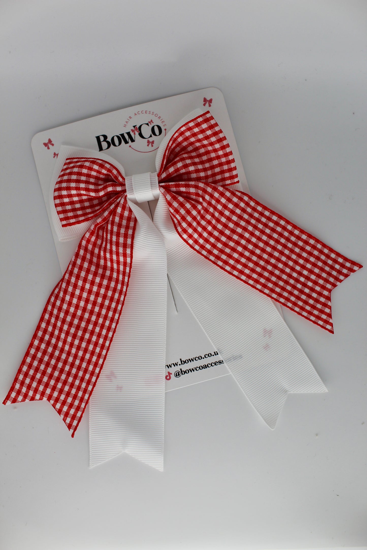 Classic Tail Bow - Red Gingham - Clip