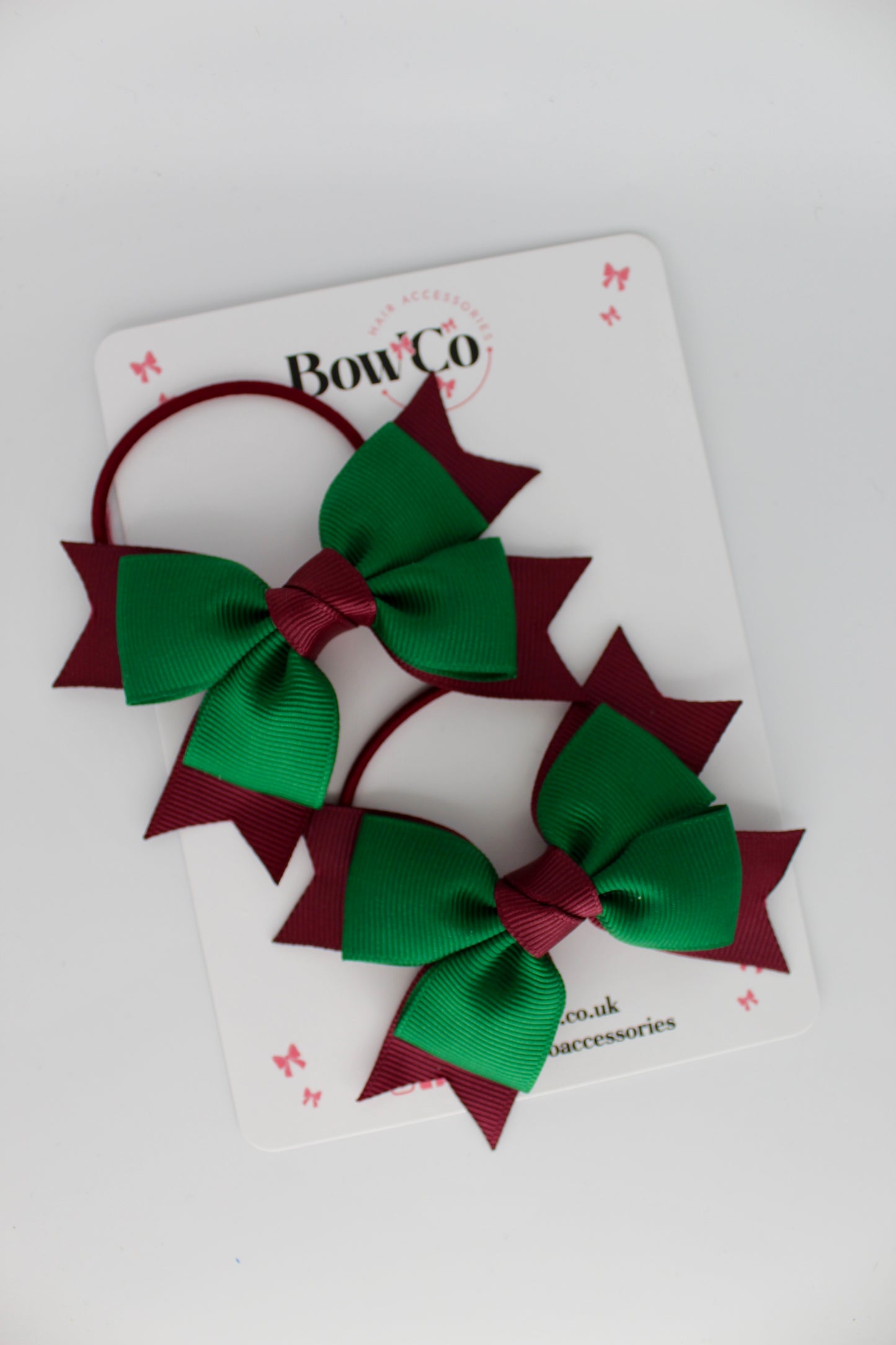 Knot Bow Set - Elastic - Forest Green and Burgundy