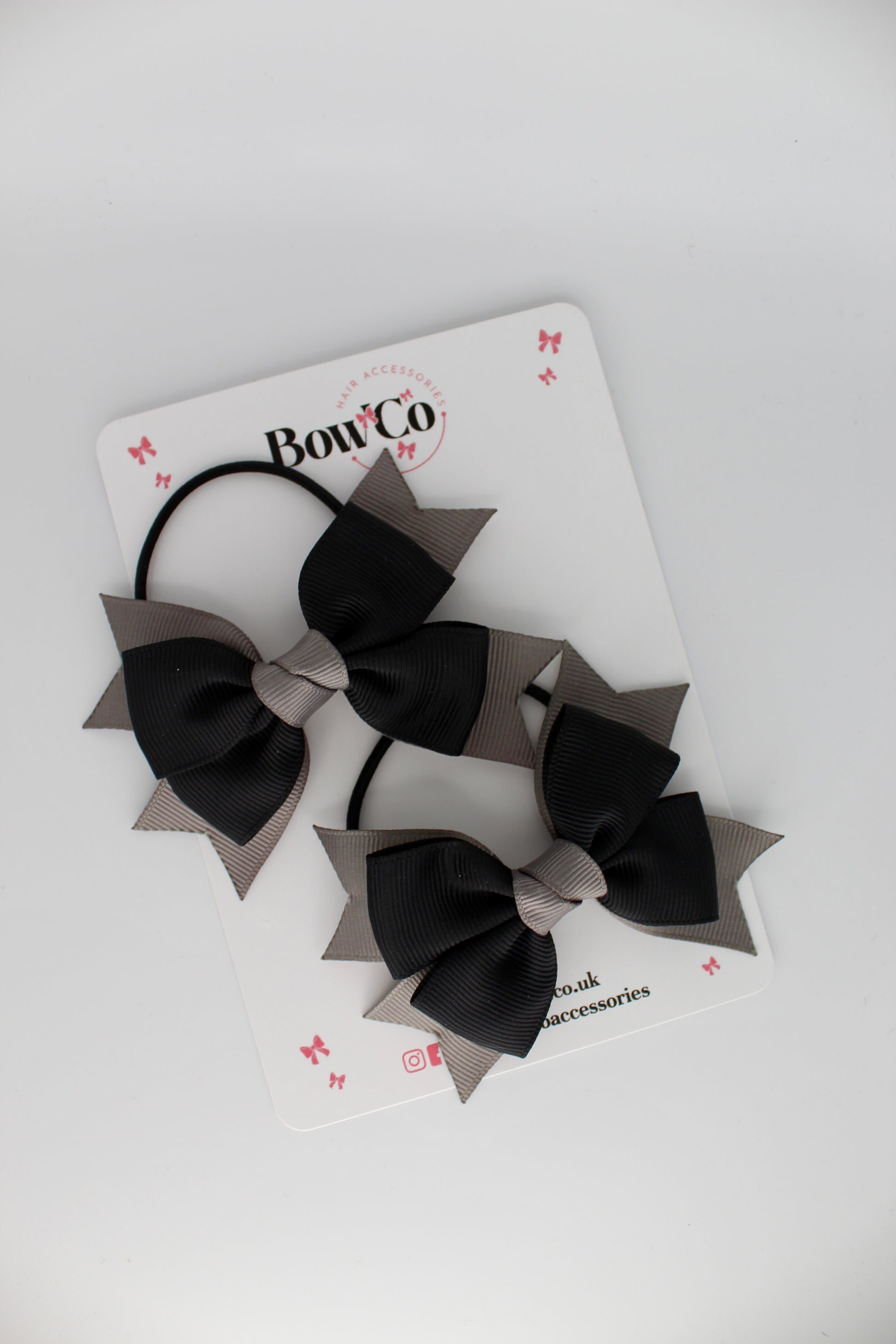 Knot Bow Set - Elastic - Black and Metal Grey