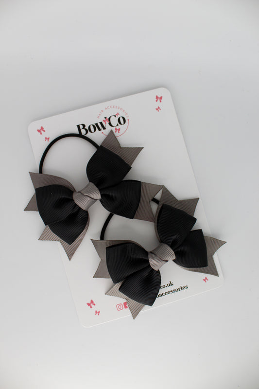 Knot Bow Set - Elastic - Black and Metal Grey