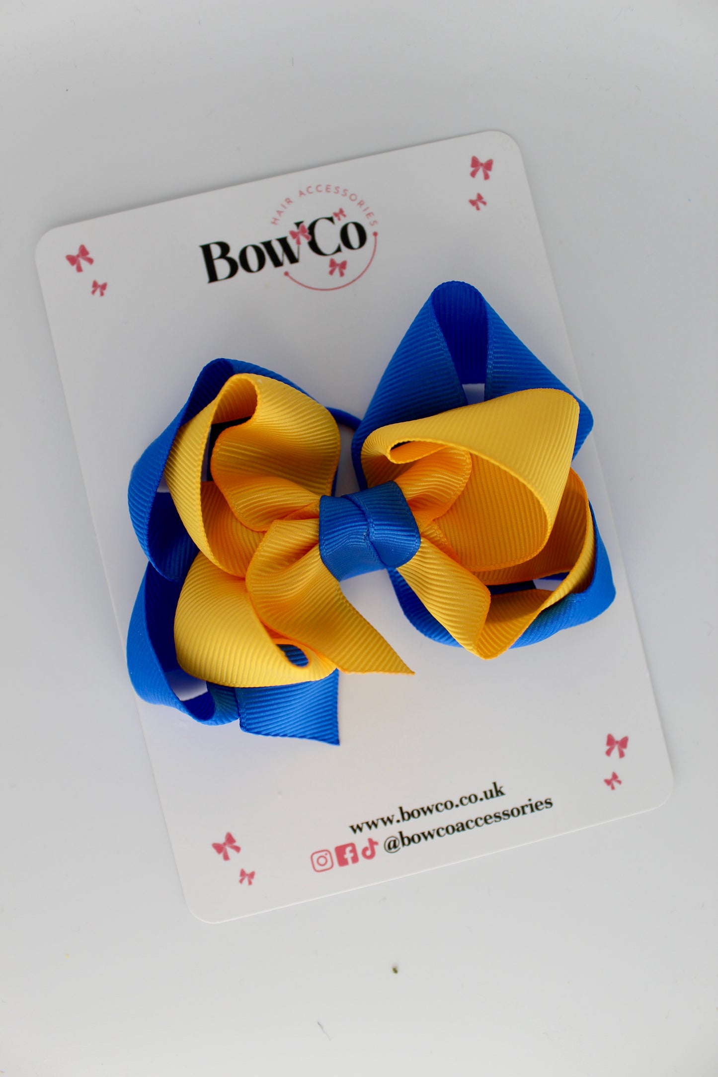 Double Loop Bow - Elastic - Royal Blue and Yellow Gold