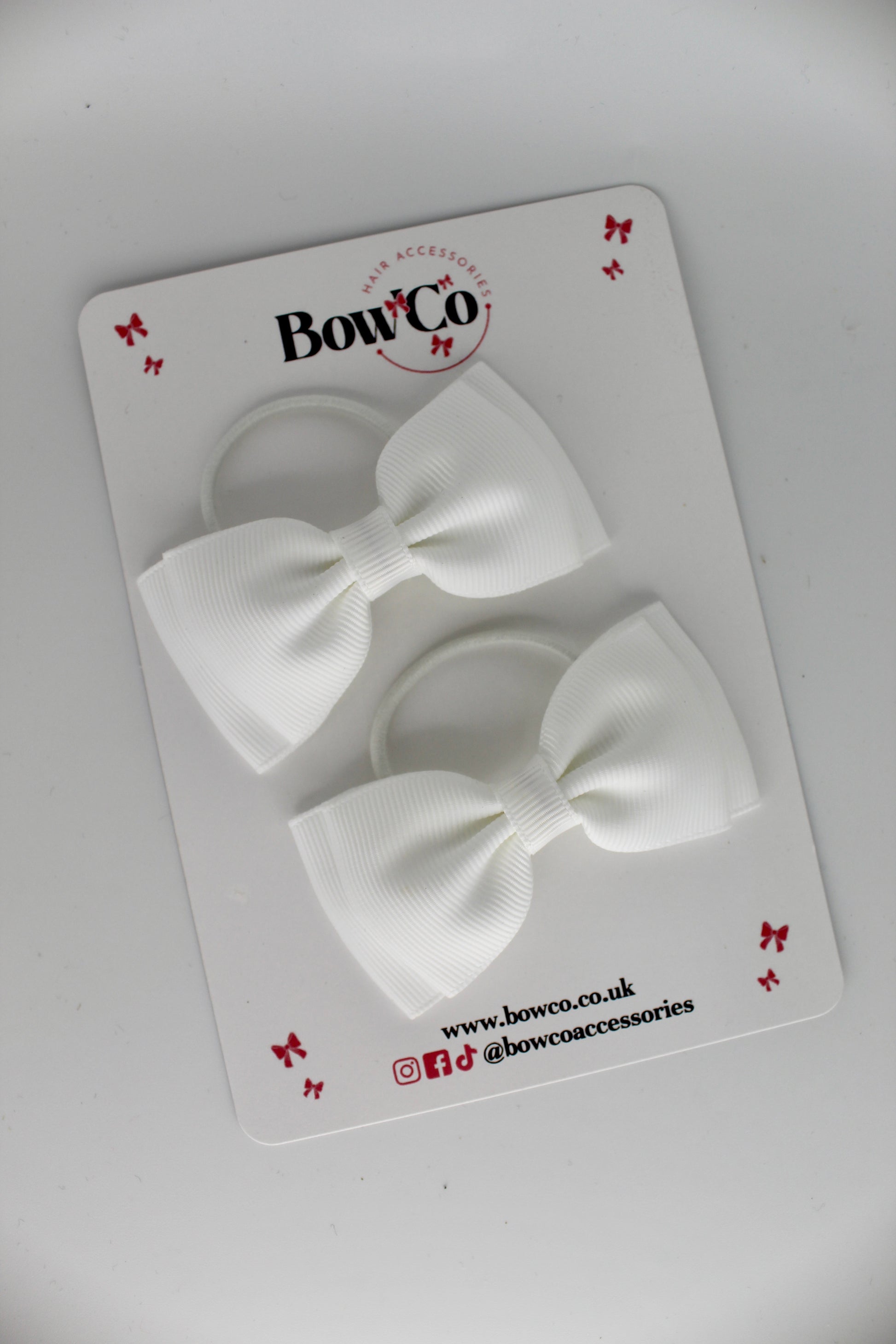 Double Lapel Bow - Elastic - White