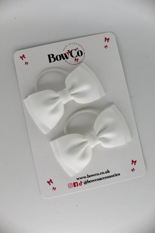 Double Lapel Bow - Elastic - White