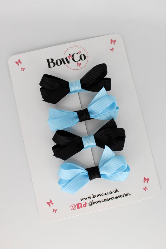 Ballerina Bows - Set of 4 - Clip - Black and Blue Topaz