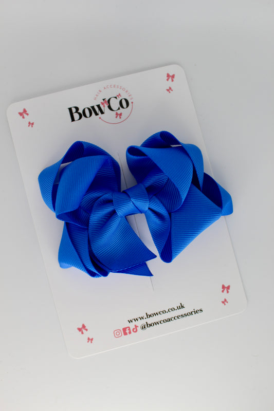 Double Loop School Hair Bow - Clip - Royal Blue