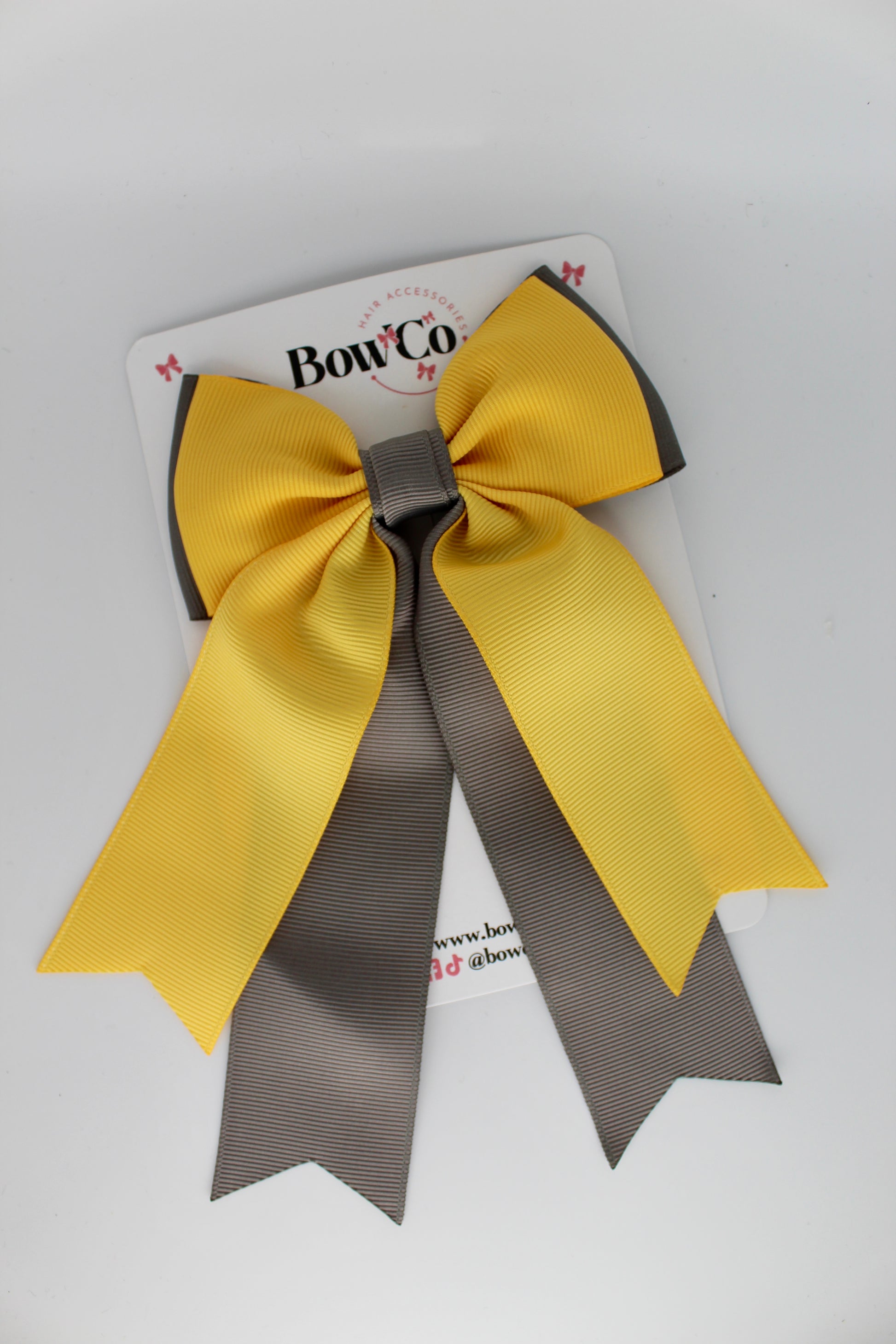 Classic Tail Bow - Clip - Metal Grey and Yellow Gold