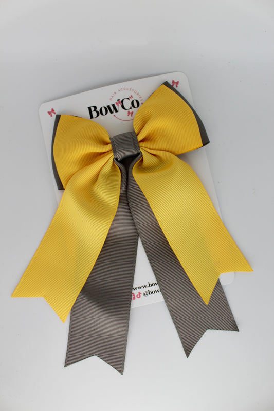 Classic Tail Bow - Clip - Metal Grey and Yellow Gold