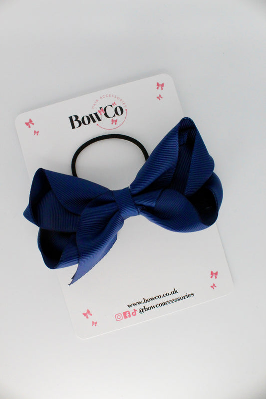 4 Inch Loop Bow - Elastic - Navy Blue