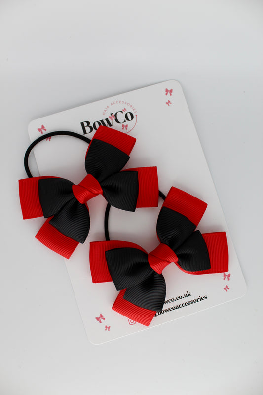 Layer Bow Set - Elastic - Red and Black