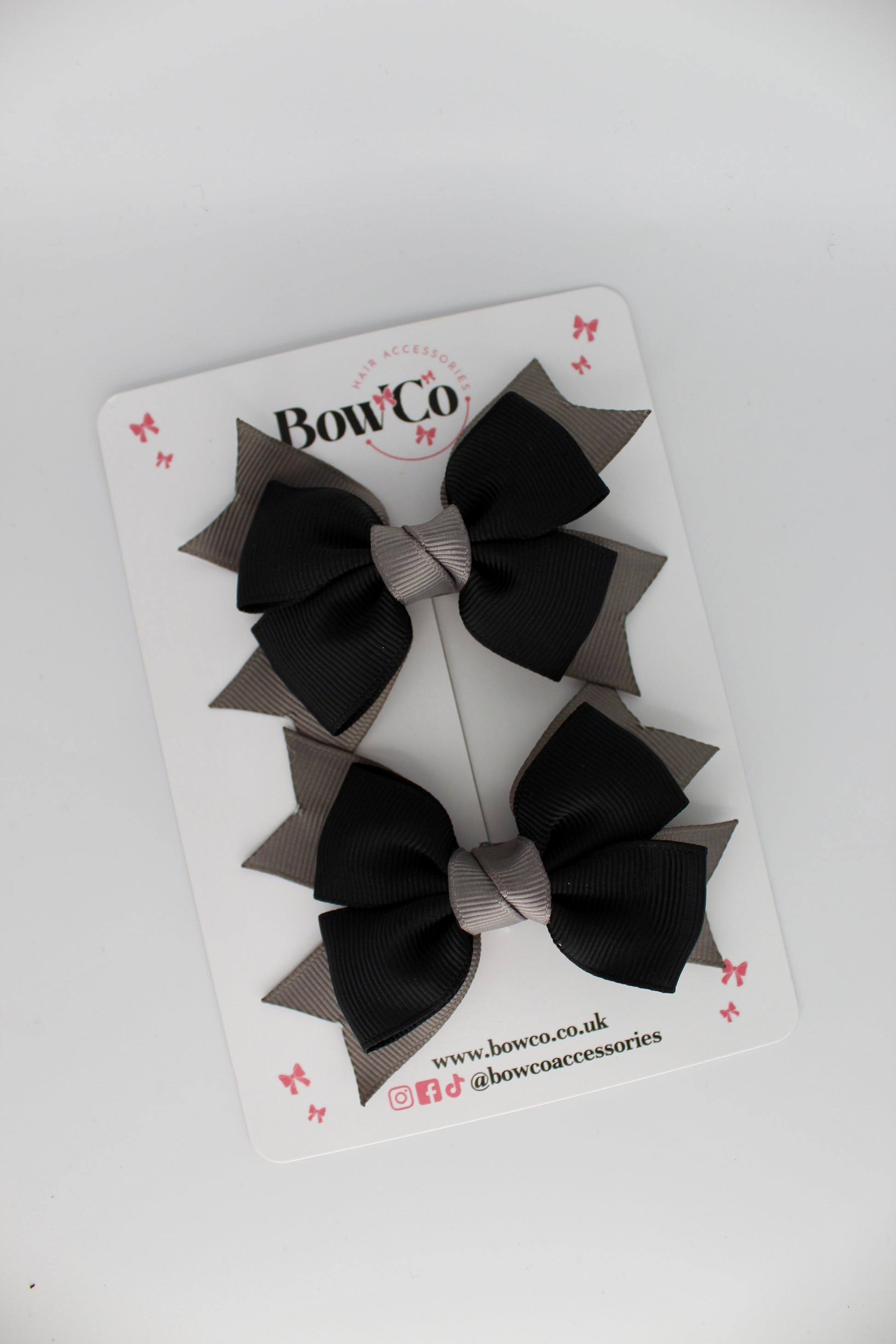 Knot Bow Set - Clip - Black and Metal Grey