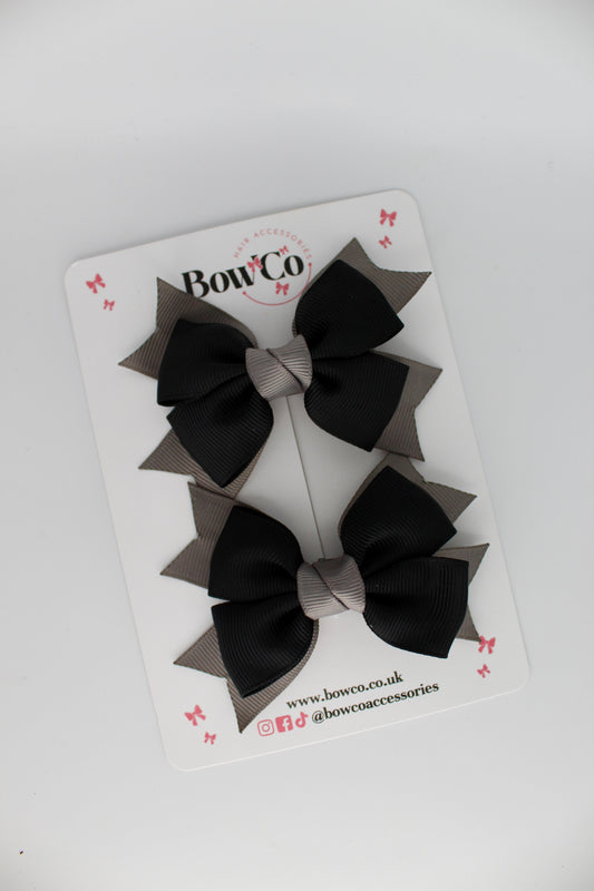 Knot Bow Set - Clip - Black and Metal Grey