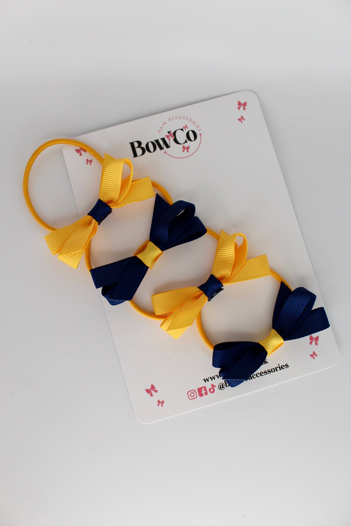 Ballerina Bows - Set of 4 - Elastic - Navy Blue and Yellow Gold