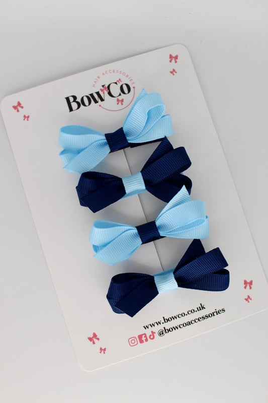 Ballerina Bows - Set of 4 - Clip - Navy Blue and Blue Topaz