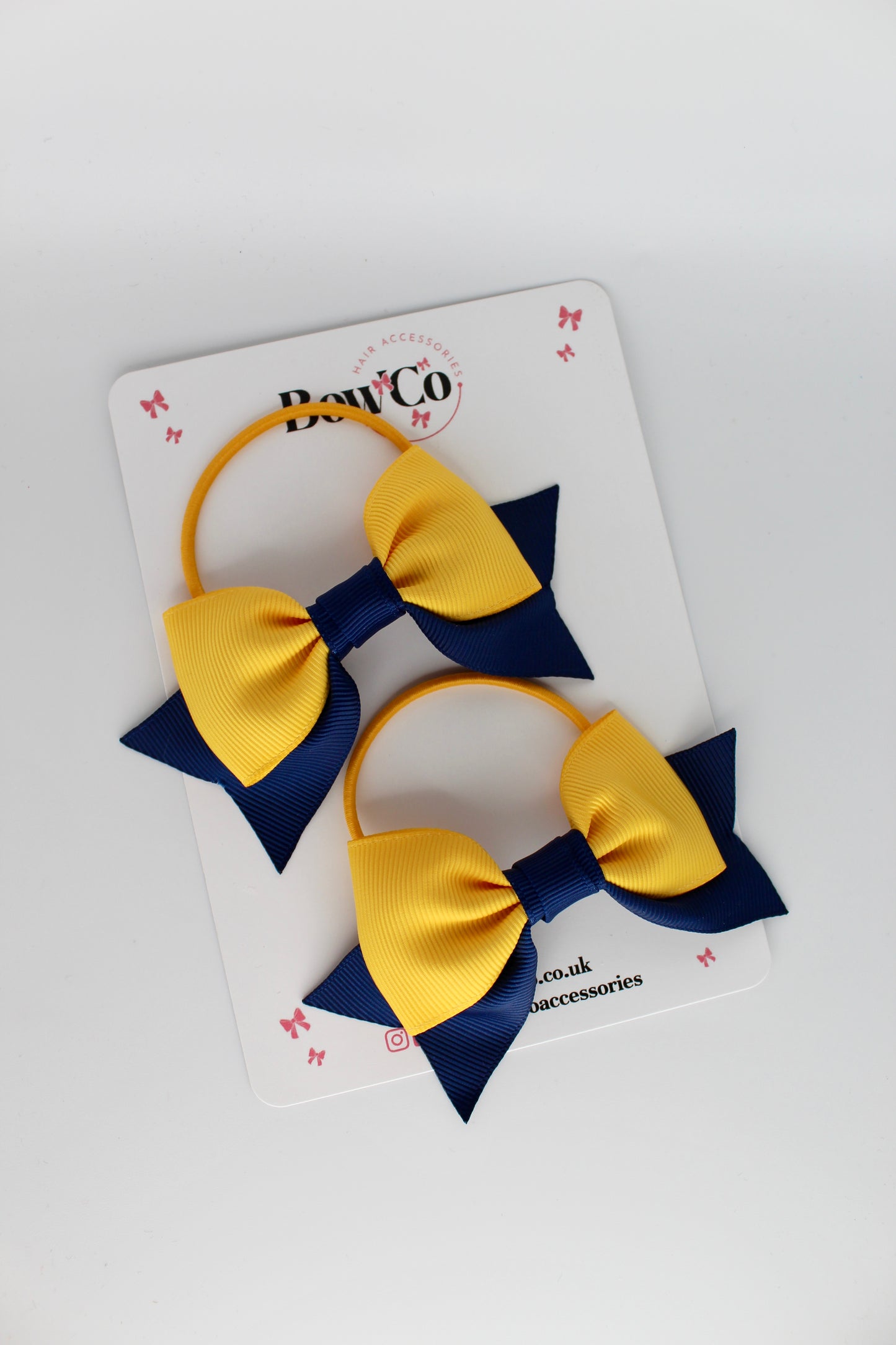 Double Knot Bow Tail Set - Elastic - Navy Blue and Yellow Gold