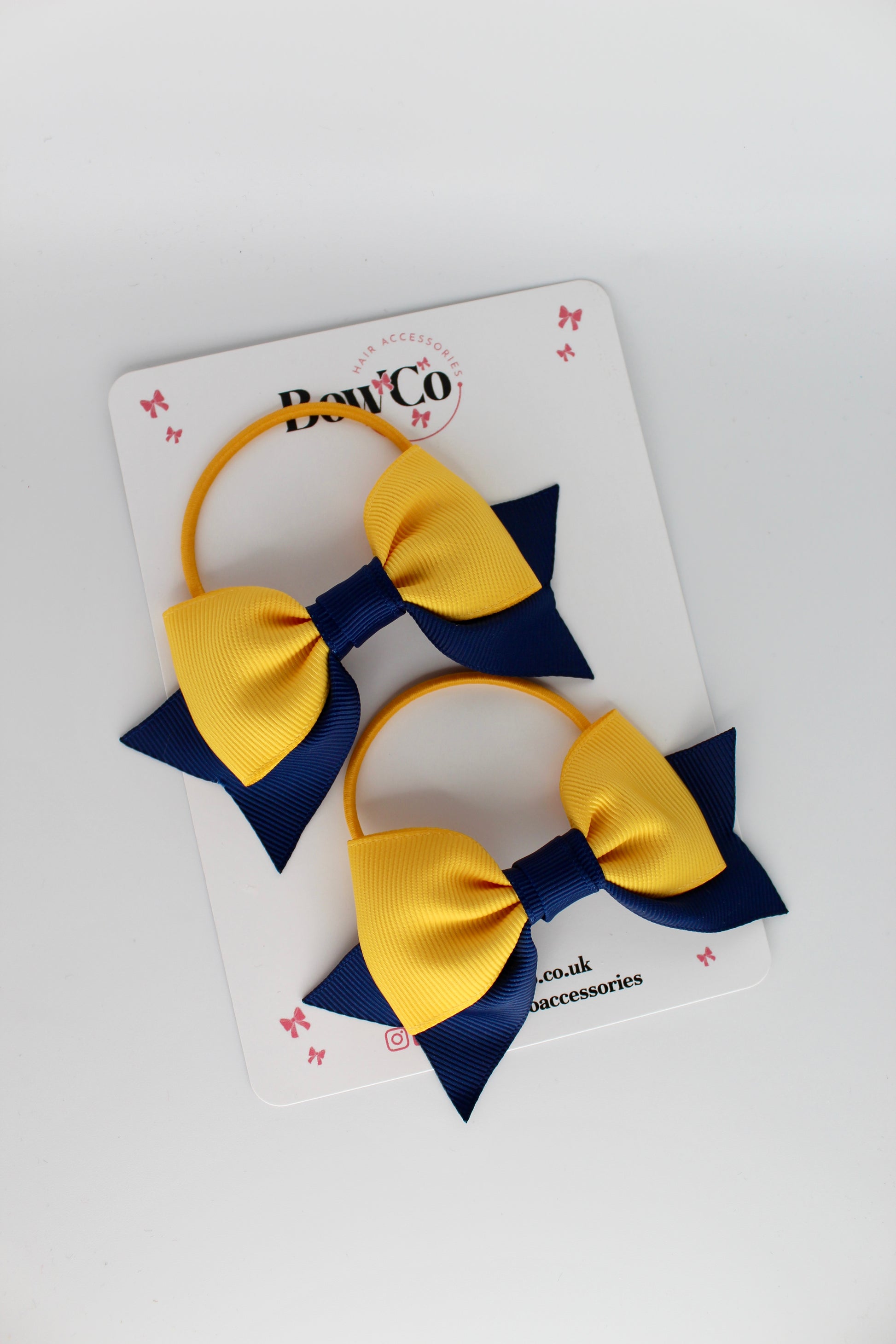 Double Knot Bow Tail Set - Elastic - Navy Blue and Yellow Gold