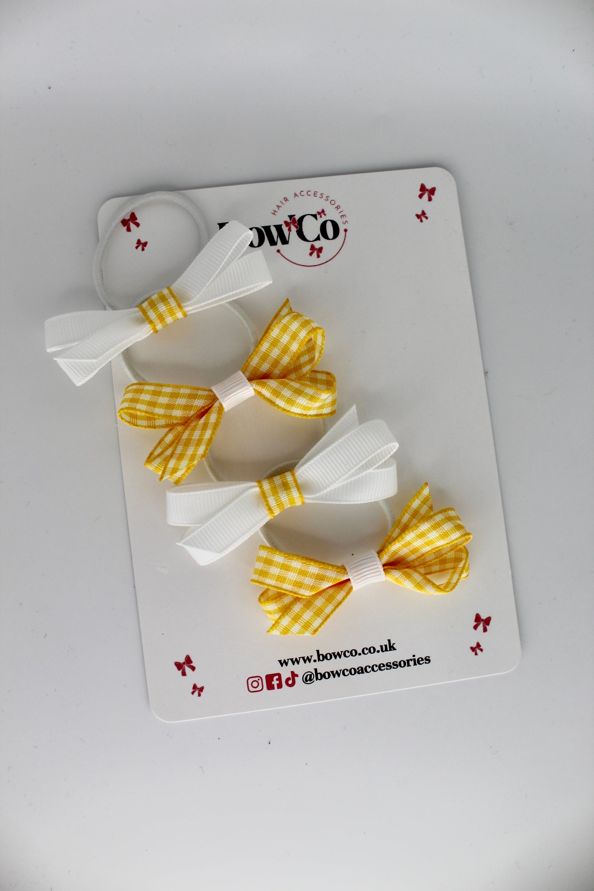 Ballerina Bow Bundle Set of 4 - Yellow Gingham - Elastic