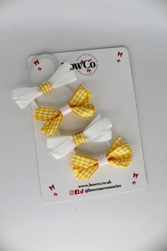 Ballerina Bow Bundle Set of 4 - Yellow Gingham - Elastic
