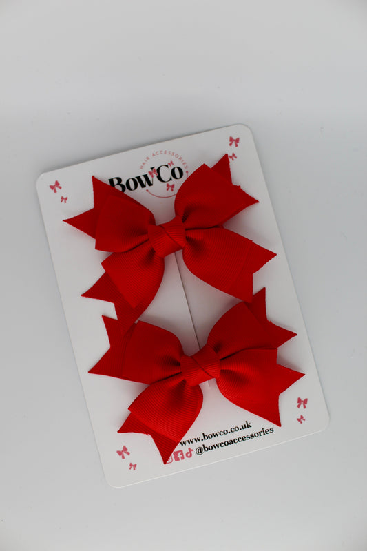 Knot Bow Set - Clip - Red