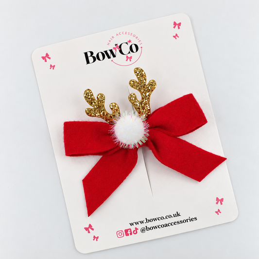 Christmas Reindeer Hair Bow Clip