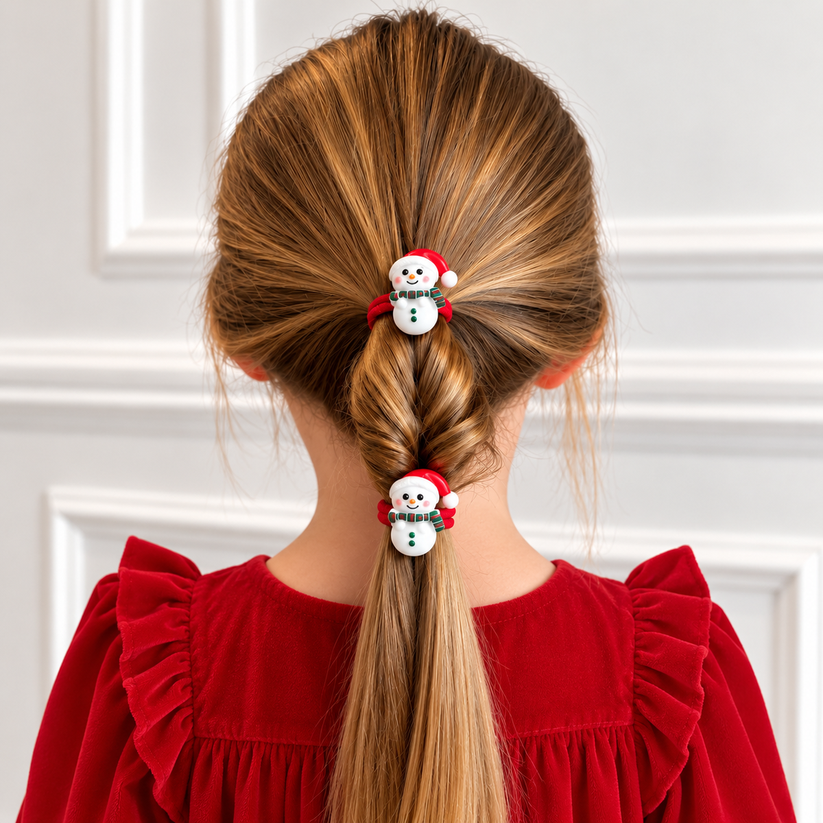 Christmas Snowman Hair Elastics – Pack of 2 Festive Girls' Hair Bobbles