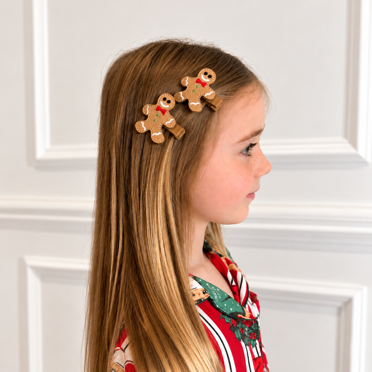 Gingerbread Christmas Hair Clips - Pack of 2
