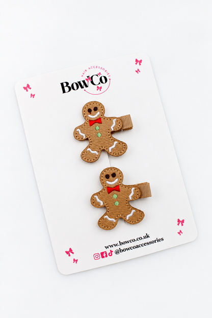 Gingerbread Christmas Hair Clips - Pack of 2