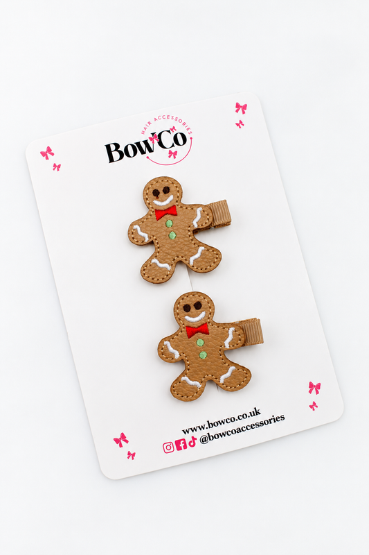 Gingerbread Christmas Hair Clips - Pack of 2